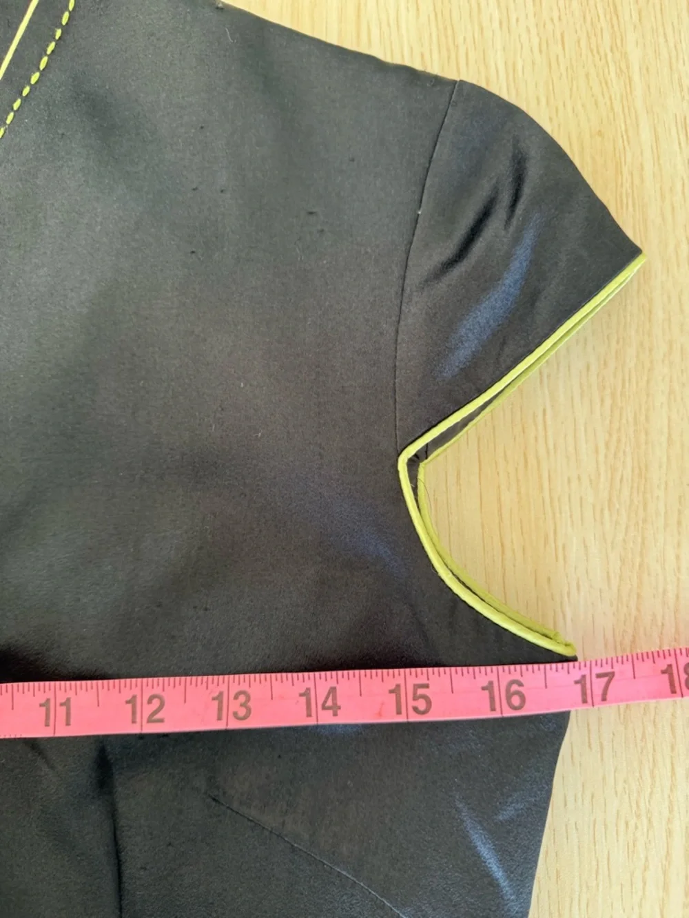 Vintage Style Black Satin Cheongsam Mini Dress Lime Green Trim y2k / 90s - Picture 11 of 12